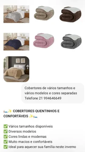 Cobertores várias cores