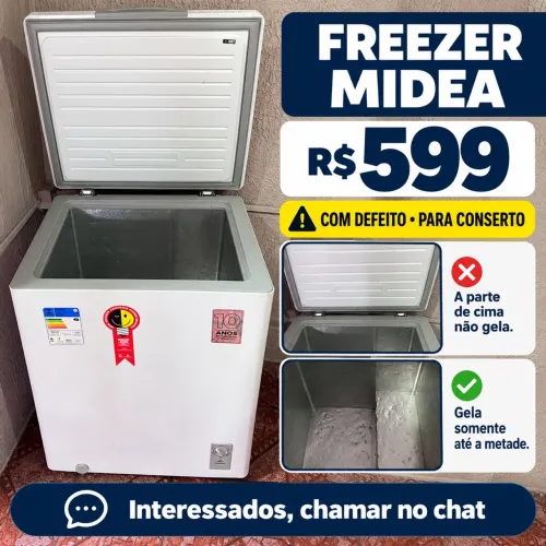 Freezer Midea com defeito ? gela só até a metade | R$ 599