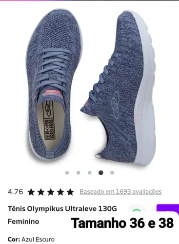 Olympikus ultraleve feminino 36 e 38