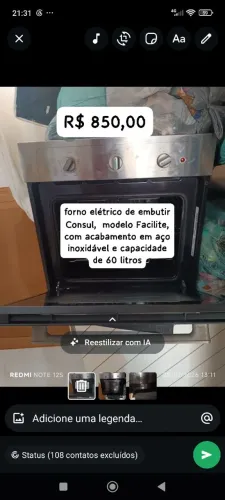Vendo forno elétrico de embutir Consul facilit 60 litros