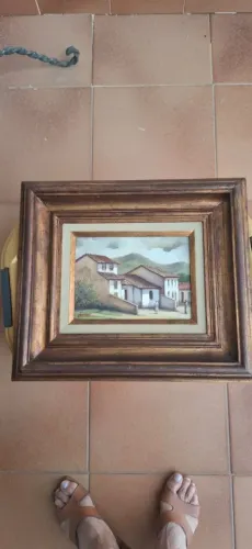 Quadro Colonial Mineiro Assinado J. Veríssimo | Arte Original 22x16 Moldurada