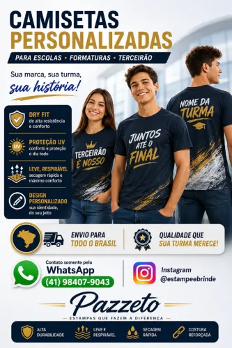 Camisetas Especiais para Escolas, Formaturas, Terceirão, Interclasses