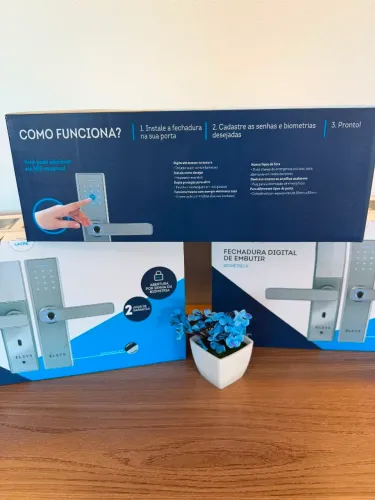 Fechadura Digital de Embutir com Biometria, Elsys, ESF-DE2000B, Prata