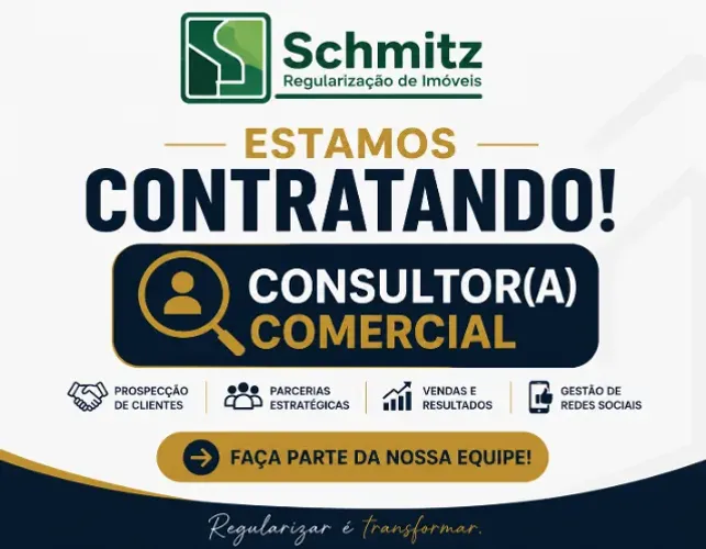 Consultor de vendas, comercial. Na empresa Schmitz Regularização de Imóveis