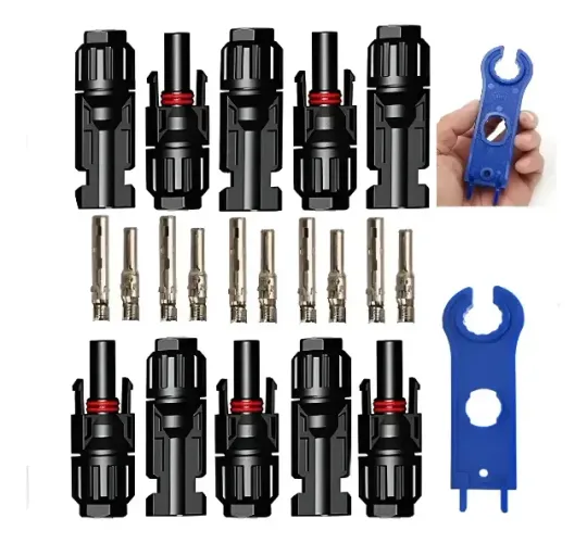 Kit 05 Pares Conector MC4 Macho e Femea Para Painel Solar + Chave Brinde