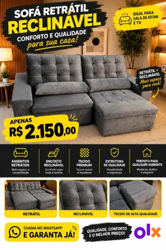 Sofá Retrátil e Reclinável - Conforto para Toda a Família