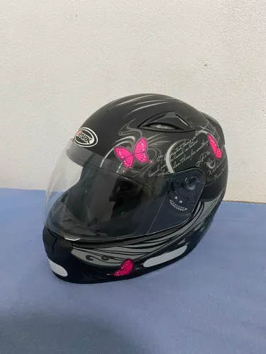 Capacete Feminino Ebf Spark Flash Borboleta Preto Fosco estado novo tamanho 55