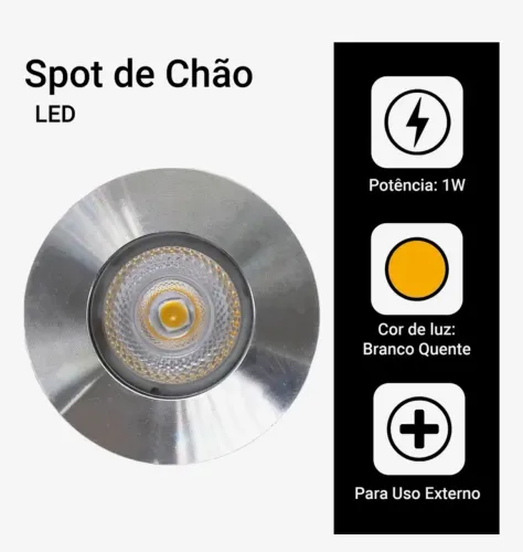 Balizador spot led embutir chão 1w