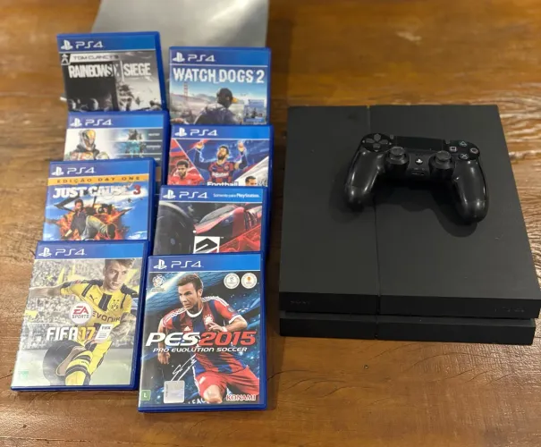 PS4 Fat 500GB + Controle Original + 8 Jogos