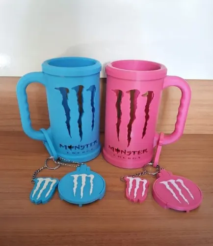 Suporte de lata Monster com tampa e abridor