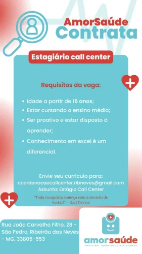 VAGA PARA ESTAGIÁRIO CALL CENTER