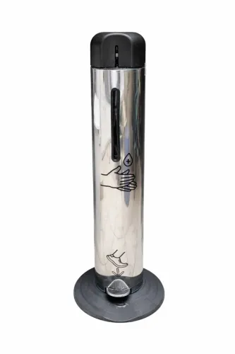 Tótem Dispenser Álcool Gel Sem As Mãos Aço Inox Brinox Preto