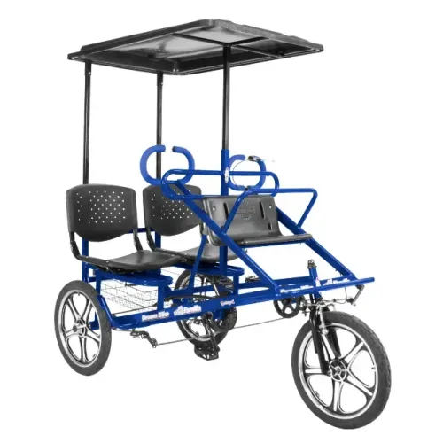 Triciclo Familiar cor Azul e preto com cobertura