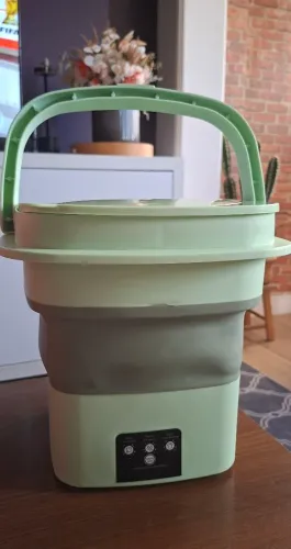 Mini Máquina de Lavar Dobrável com Balde