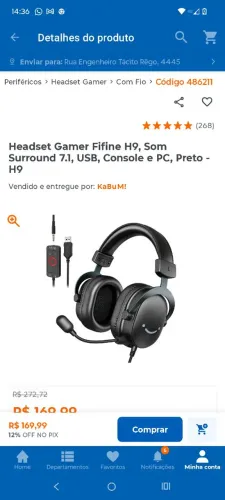 Headset Gamer Fifine H9, Som Surround 7.1 LACRADO NA CAIXA.