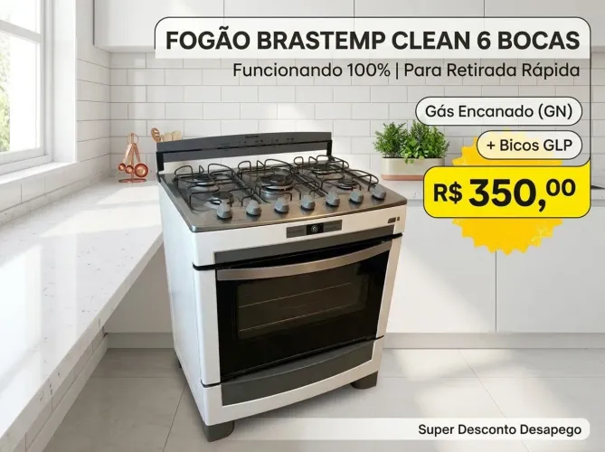 Fogão 6 Bocas Brastemp Clean Inox + Bicos de Gás (Desapego)