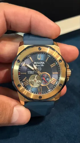 Relógio Bulova Marine Star Masculino Em Silicone Azul