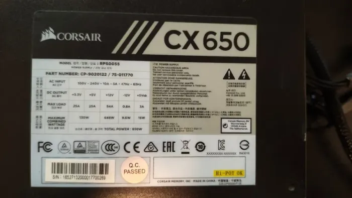 Fonte Corsair CX650 Bronze