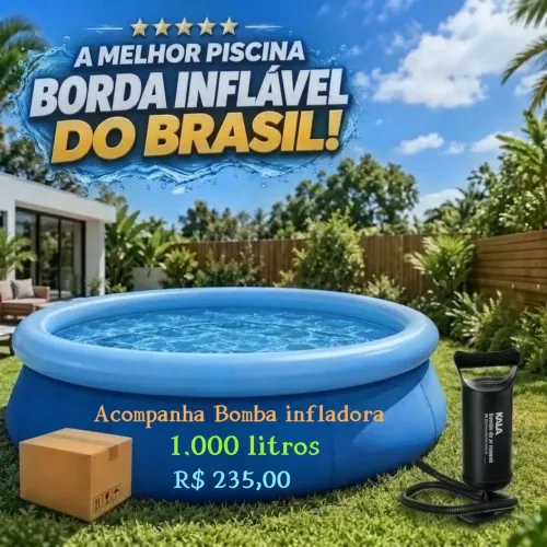 Piscina Azul Redonda Mil litros, Acompanha Bomba infladora