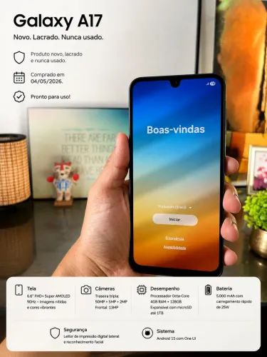 Samsung Galaxy A17 128GB Preto Novo e Sem uso