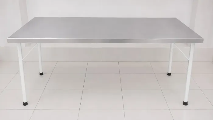 Mesa inox p coz indl com pés ferro cromado 1,90 x 0,95x 93