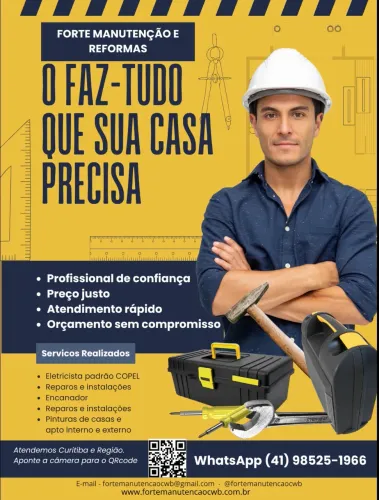 Fazemos serviços de pintura, elétrica, hidráulica e reparos em geral em Curitiba.