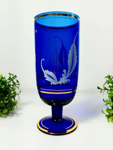 Antiga Peça Decorativa Vidro Veneziano Azul Cobalto.