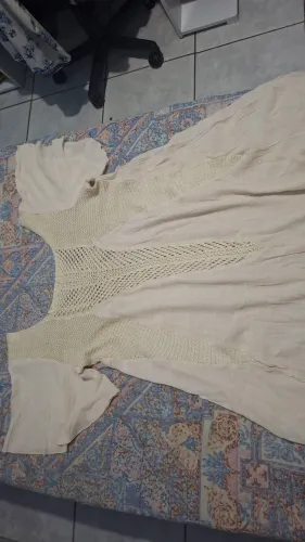 Vestido de saida de praia bege/creme