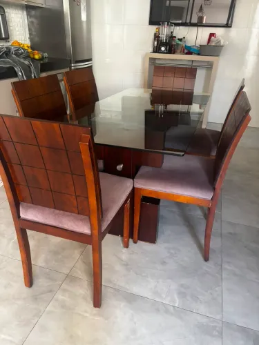 Mesa de vidro 6 cadeiras