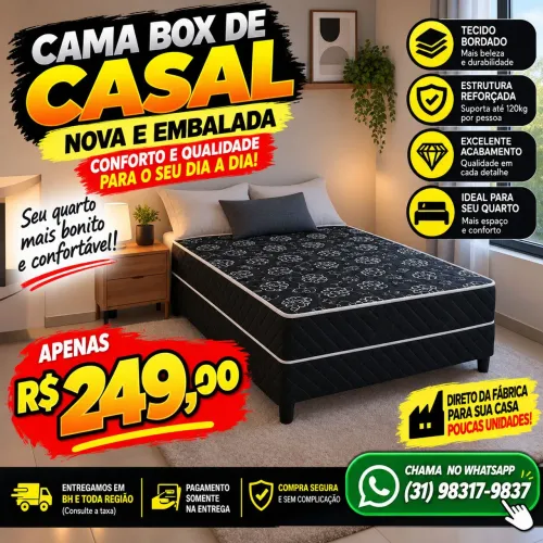 CAMA BOX DE CASAL PROMOÇÃO RELÂMPAGO 