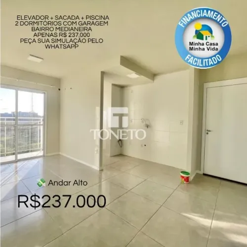 Apartamento 2 dormitórios com elevador, sacada, piscina e garagem na Medianeira.