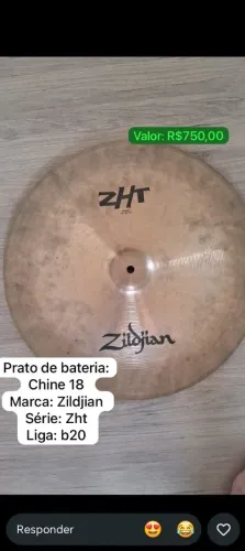 Prato china zildjian 18 / Liga B20 em ótimo estado
