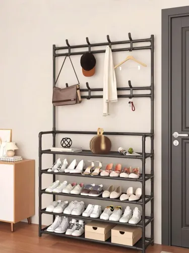 Sapateira com cabideiro multiuso porta sapatos com ganchos grande capacidade
