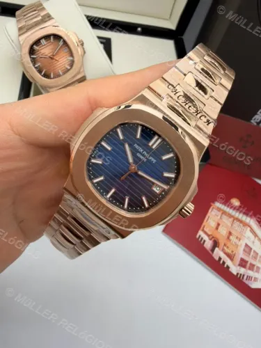 Patek Philippe Rosé Automático Base ETA + Caixa Completa