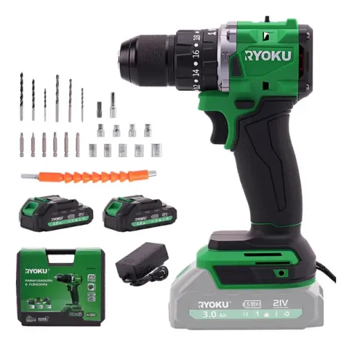 Parafusadeira de impacto Nova da Ryoku com 2 Baterias de 3.0Ah/21v
