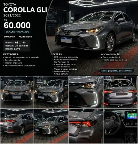 Toyota Corolla GLI 2.0 16V Flex Aut. 2022