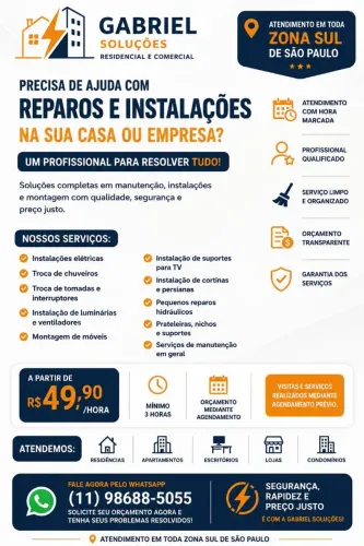 Eletricista residencial 24h residencial e comercial zona sul de São paulo