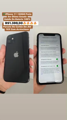 iPhone 11 128GB Preto - Saúde Da Bateria 100% (Usado)