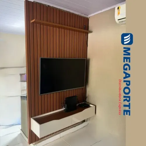Painel Ripado + Bancada Suspensa 1,43m para TV até 55" (Novo) Entrega Grátis! 