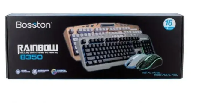 Kit Gamer Teclado, Mouse com fio Bosston Gaming 8350 Fone Stereo A201 e Mouse Pad