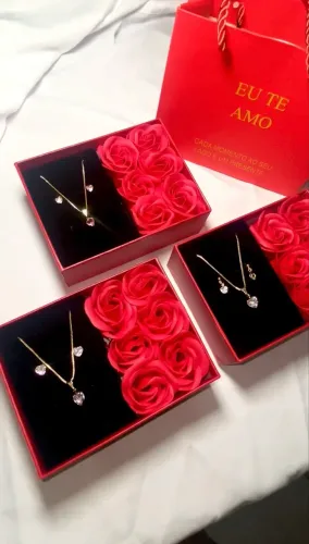 Kit conjunto de semijoia dia dos namorados 
