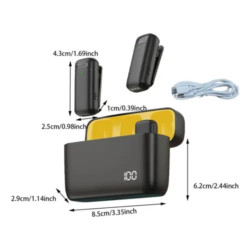 2 Pieces Wireless Lapel Microphone For Podcast Black Yellow