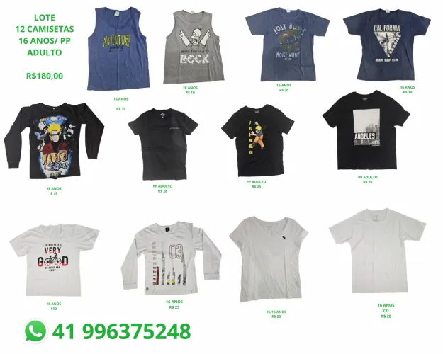 Lote camisetas 16 anos e PP