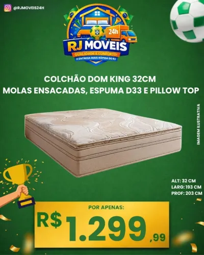 Colchão King Size D33 molas ensacadas e pillow top (Pague na entrega)