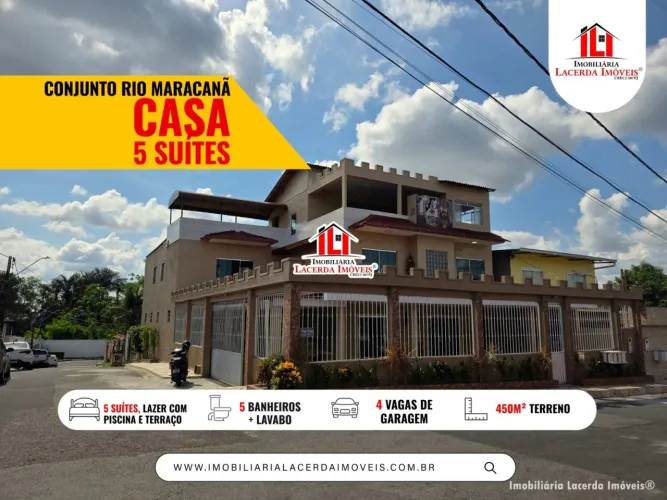 Casa no Conjunto Rio Maracanã, Casa triplex com 5 suítes, ideal para famílias grandes