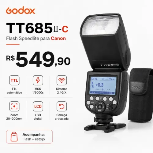 Flash Godox TT685II-C TTL para Canon HSS 2.4G com Estojo