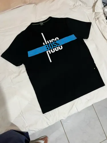 Camiseta BOSS Hugo Boss Preta Estampa Azul - Original (Tamanho G)