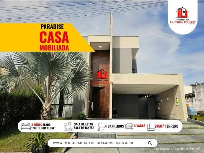 Casa Duplex Mobiliada no Passaredo 3 Suítes (1master com closet) Energia solar | Lazer com