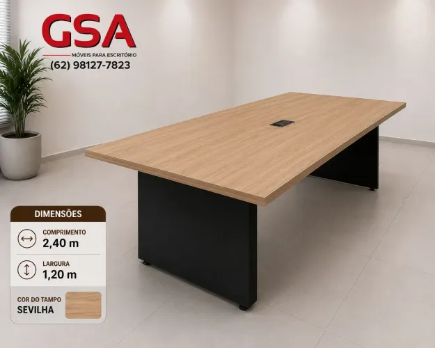 Mesa Para Reunião 2,40 x 1,20 em 6x no cartão