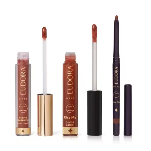 Combo Lapiseira Multifuncional 300mg + Batom Líquido Matte 4ml + Gloss Labi